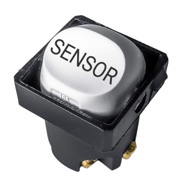 Picture of Sleek 16A 2-Way Labelled SENSOR Mechanism. Suits all Tradesave Plates. Flame Resist