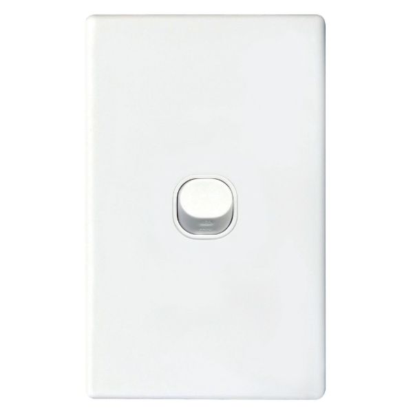 Picture of 16A 2-Way Vertical 1 Gang Switch Flame Resistant Polycarbonate White