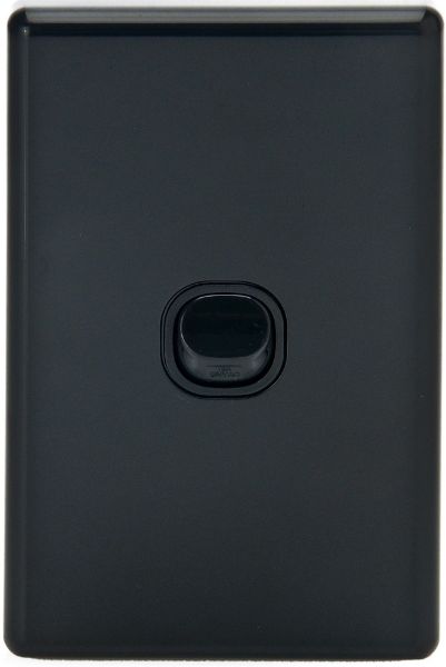 Picture of 16A 2-Way Vertical 1 Gang Switch Flame Resistant Polycarbonate Black