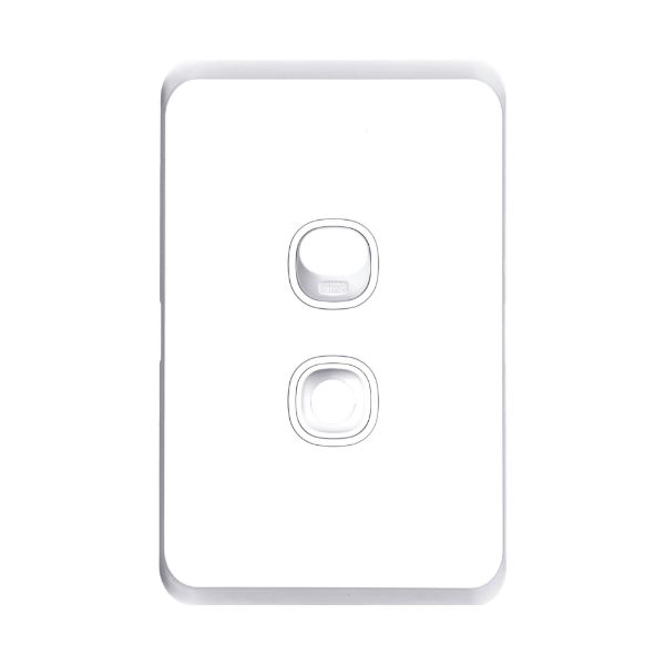 Picture of Sleek 16A 2-Way Vertical 2 Gang PCU Switch Matt White