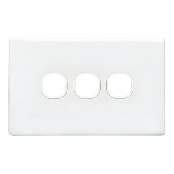 Picture of Slim Switch Plate ONLY. 3 Gang. Accepts all Tradesave Mechanisms. Moulded in Flame