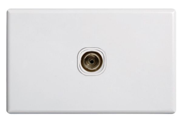 Picture of Standard TV Outlet Coax Connection Flame Resistant Polycarbonate White