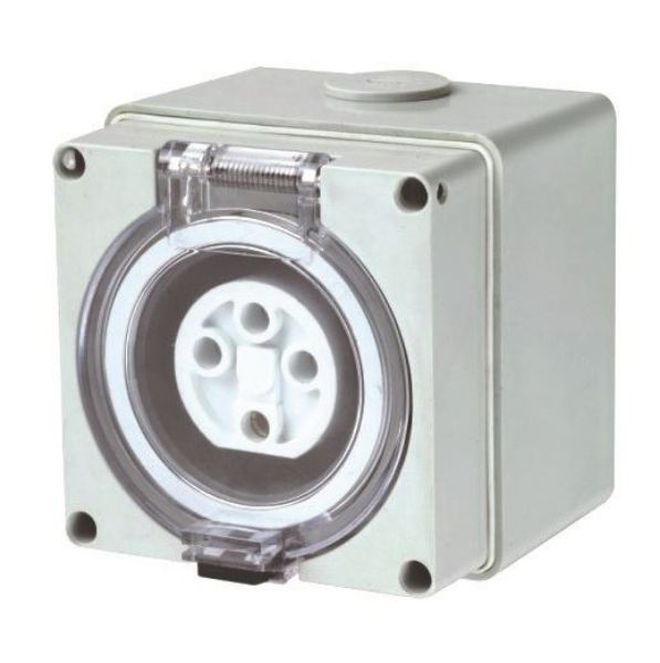 Picture of Weatherproof Socket 4 Pin 32A Round IP66 Stainless Steel Cover Fastening