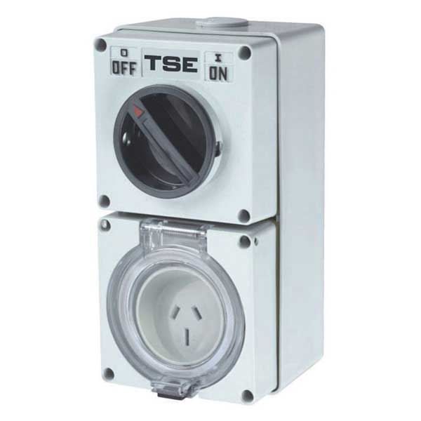 Picture of Switched Outlet 3 Pin 15A Flat IP66 Stainless Steel cover fastening