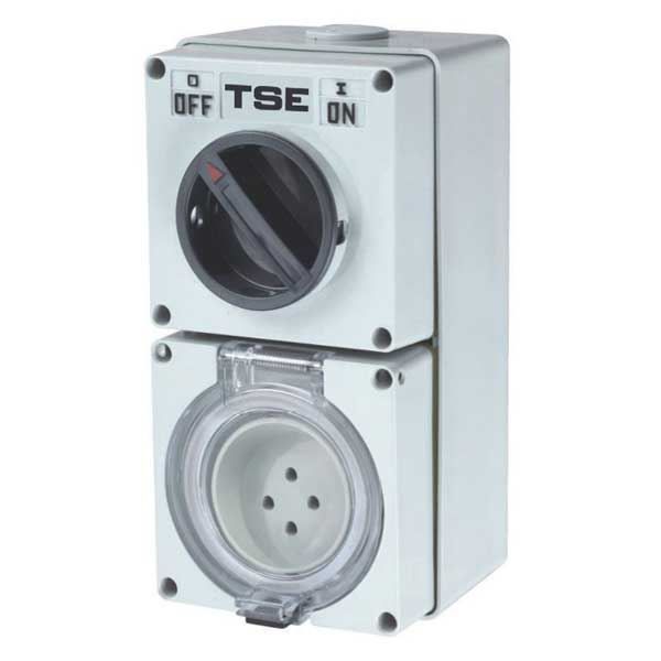 Picture of Switched Outlet 4 Pin 20A Round IP66 Stainless Steel cover fastening