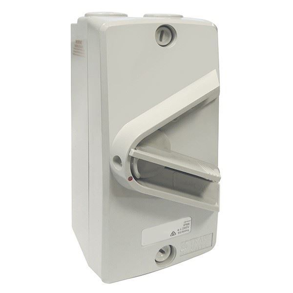 Picture of Weatherproof Isolator Switch 3 Pole IP66 63A Grey heavy duty industrial grade