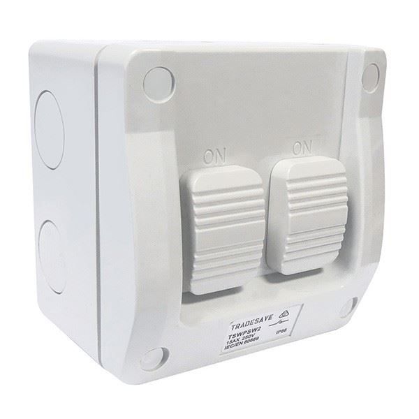 Picture of 2 Gang Weatherproof Switch 15A IP66 heavy duty industrial grade plastic