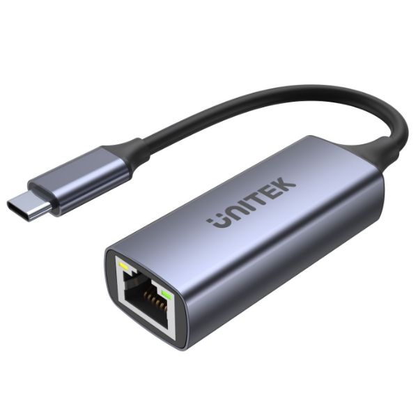 Picture of USB-C to Gigabit Ethernet Adapter. Data Transfer Rate 5Gbps 100W Power Delivery.