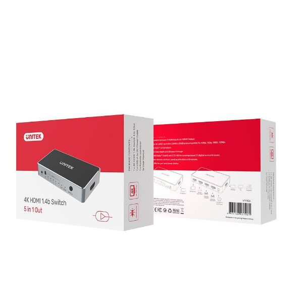 Picture of 5-In-1-Out 4K HDMI 1.4b Switch. Supports up to 4K@30Hz (UHD) Resolution (3840 x 2160)