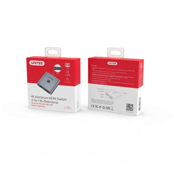Picture of HDMI Bi-directional Switch. Supports up to 4K@60Hz UHD. 2-in-1-Out & 1-in-2-Out.