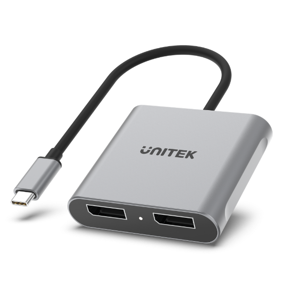 Picture of USB-C to Dual DisplayPort 8K Adapter w/ MST. Supports 8K@60Hz or 4K@120Hz