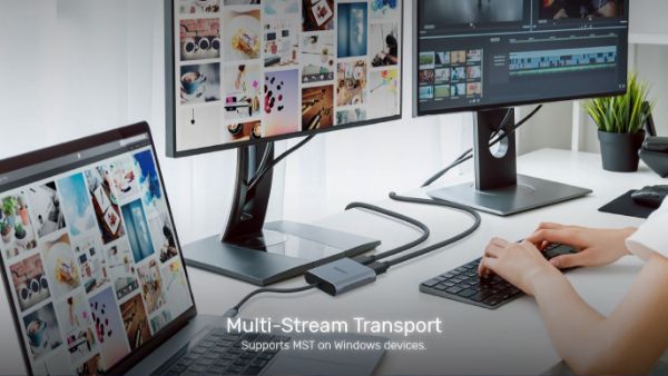 Picture of USB-C to Dual HDMI Adapter. Supports Up to 4K@60Hz. Supports Multi-Screen (MST)