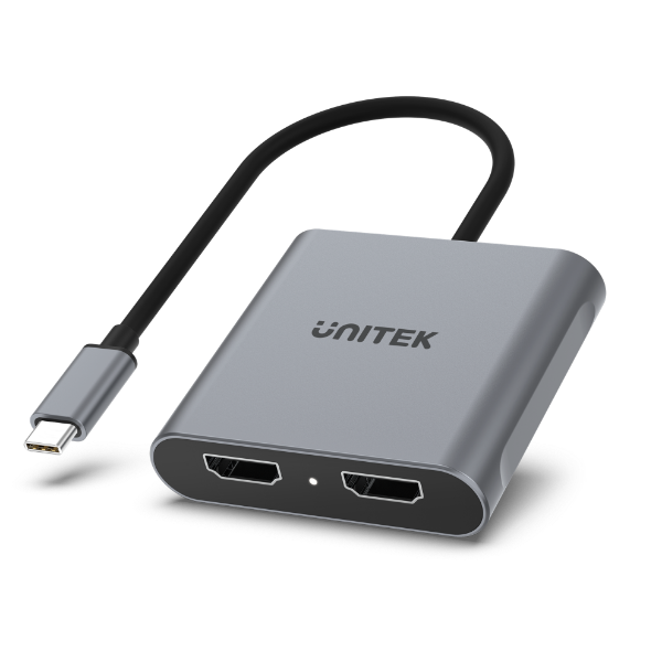 Picture of USB-C to Dual HDMI Adapter. Supports Up to 4K@60Hz. Supports Multi-Screen (MST)