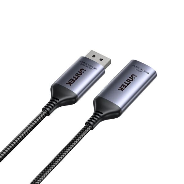Picture of 20cm 8K 60Hz DisplayPort 1.4 to HDMI 2.1 Adpater Cable. Supports 8K Ultra HD Res
