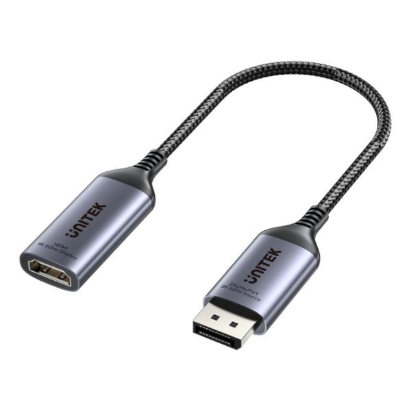 Picture of 20cm 8K 60Hz DisplayPort 1.4 to HDMI 2.1 Adpater Cable. Supports 8K Ultra HD Res