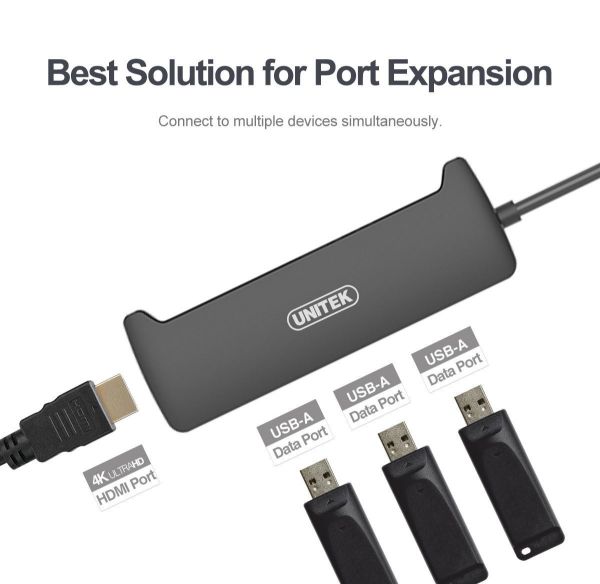 Picture of USB 3.1 4-in-1 Multi-Port Hub with USB-C Connector. Incl 3x USB-A Ports & 1x HDMI