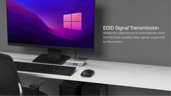 Picture of HDMI KVM 2-in-1-Out Switch & Supports 4K@60Hz UHD. 4x USB-A Ports 2x HDMI