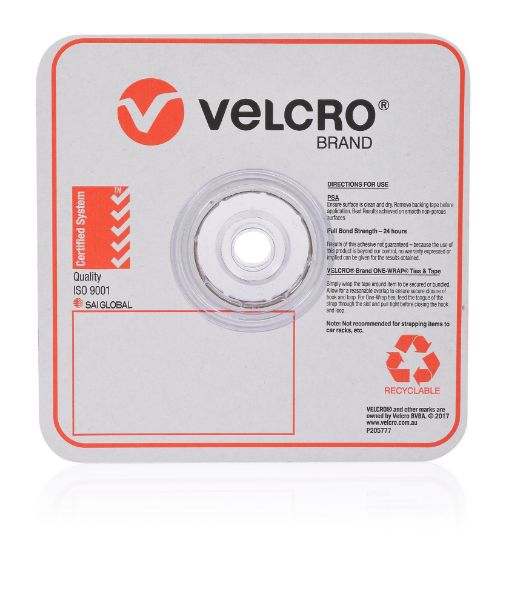 Picture of One-Wrap 25mm x 200mm Pre-sized Ties. 100 Ties Roll. Integrated Hook & Loop