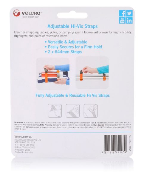 Picture of 25mm x 644mm 2 Pack Adjustable & Reusable Hi-Vis Bundle & Secure Bulky