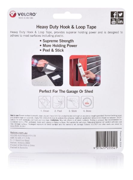 Picture of 50mm x 100mm Heavy Duty 2 Pack Hook & Loop Tape. Designed for Superior Holding