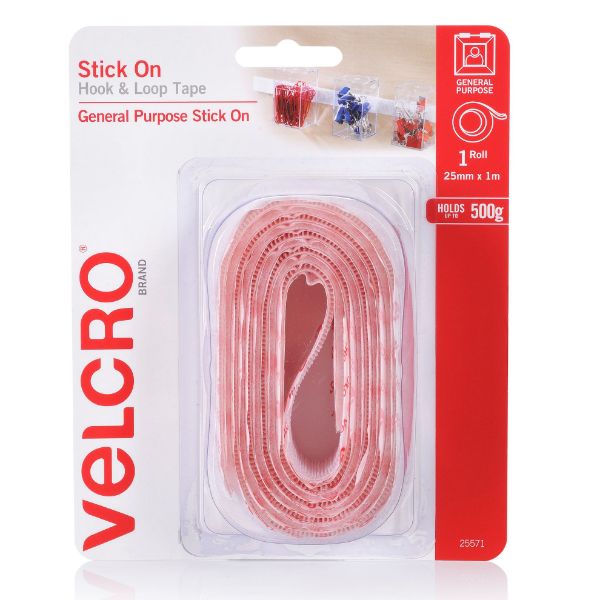 Picture of 25mm x 1m Stick On Hook & Loop Tape. Designed for General Purpose