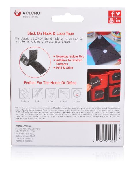 Picture of 25mm x 2.5m Stick on Hook & Loop Roll/Tape. Hanging & Attaching Items