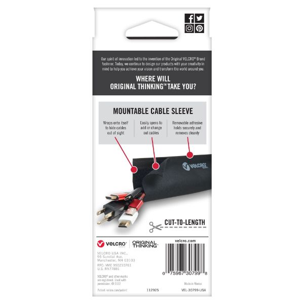 Picture of Mountable Cable Sleeves. Mount Electrical Cords Easy to Add or Change Cables.