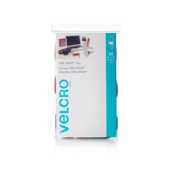 Picture of One-Wrap 203mm x 12mm Multicolour Pre-Cut Cable Ties 60 Piece Pack