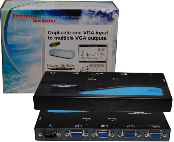 Picture of REXTRON 1 to 4 VGA Monitor Multiplexer 350MHz (5V DC Power Adapter