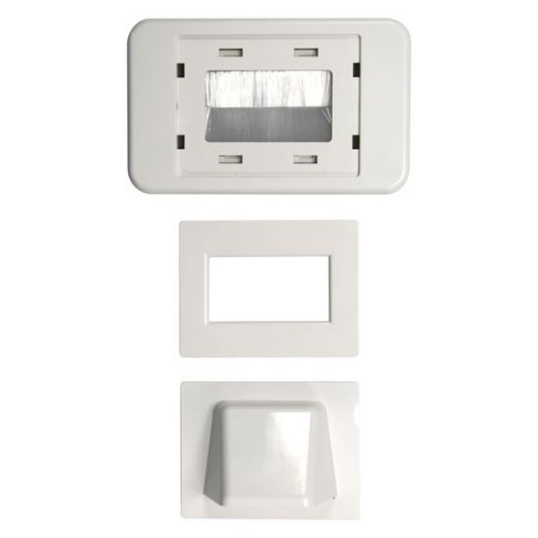 Picture of Combination Flush & Bullnose Cable Management Wall Plate w/ Brush White Colour