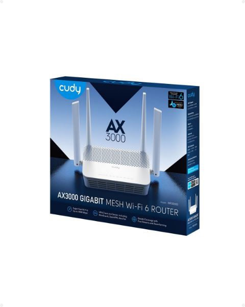 Picture of AX3000 Gigabit Dual Band Wi-Fi 6 Mesh Router with 1.3 GHz Dua Core CPU. 4-Stream Dual-Band W