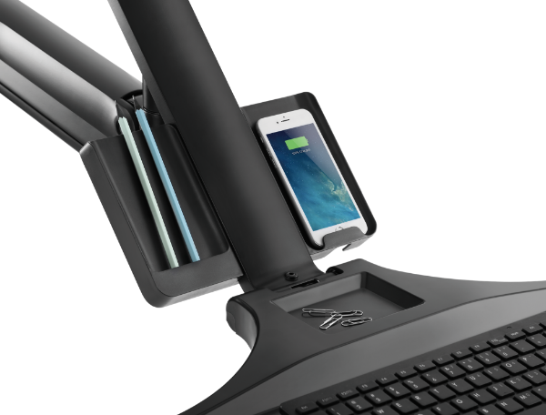 Picture of 4.6 x 200mm 316L Stainless Monitor Gas Spring Sit-Stand Workstation. Folding Keyboard