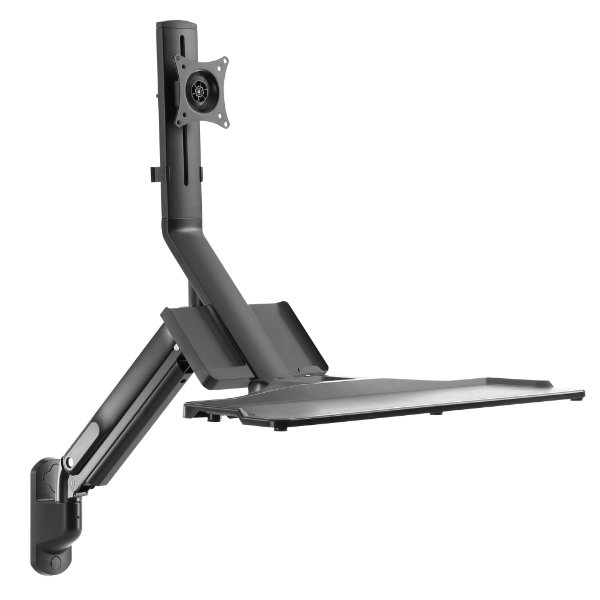 Picture of 4.6 x 200mm 316L Stainless Monitor Gas Spring Sit-Stand Workstation. Folding Keyboard