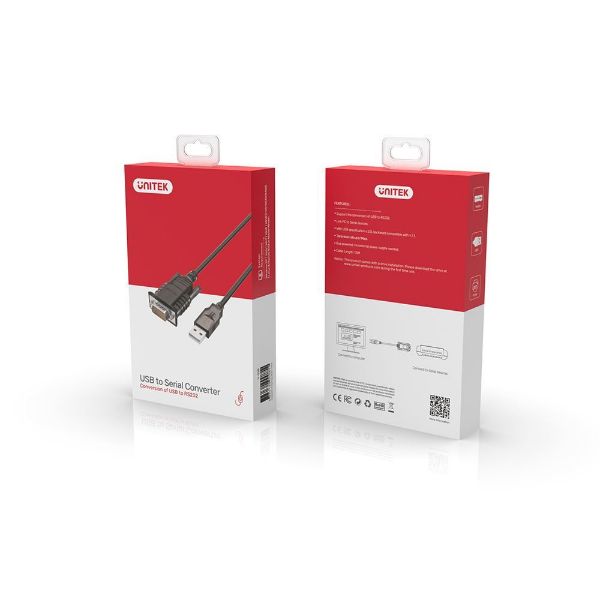 Picture of 1.5m USB 2.0 to Serial (DB9M) RS232 Converter. Link PC to Serial Devices