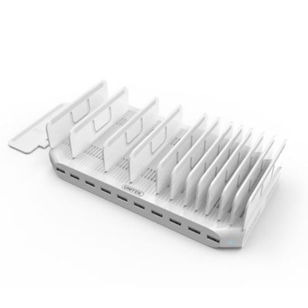 Picture of 10-Port 96W Smart Charging Station 10x 2.4A USB-A Ports. Power: 96W. Over-charge Over