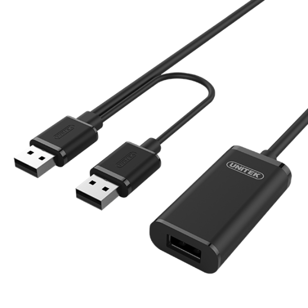 Picture of 10m USB 2.0 Active Extension Cable. Built-in Ext Chipset Supports Extended