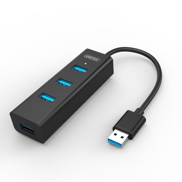 Picture of USB 3.0 4-Port hub. Super Speed Data Transfer Rate up to 5Gbps. Plug & play. LED