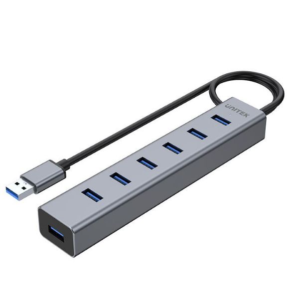 Picture of USB-A 3.0 7-Port Hub. Apple Style Aluminium Design. SuperSpeed Data Transfer up to