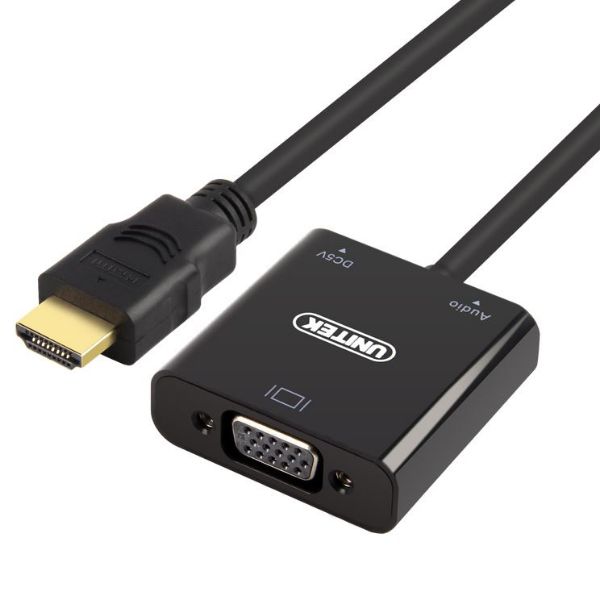 Picture of HDMI to VGA Converter w/ Audio. 17cm Length. Convert Signal from HDMI to VGA