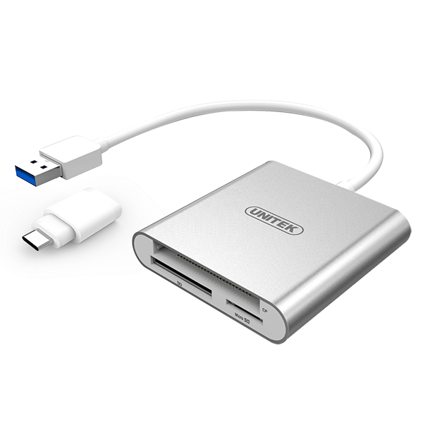 Picture of USB 3.0 to Multi-In-One Card Reader. USB-C Adapter Aluminuim Style Housing.