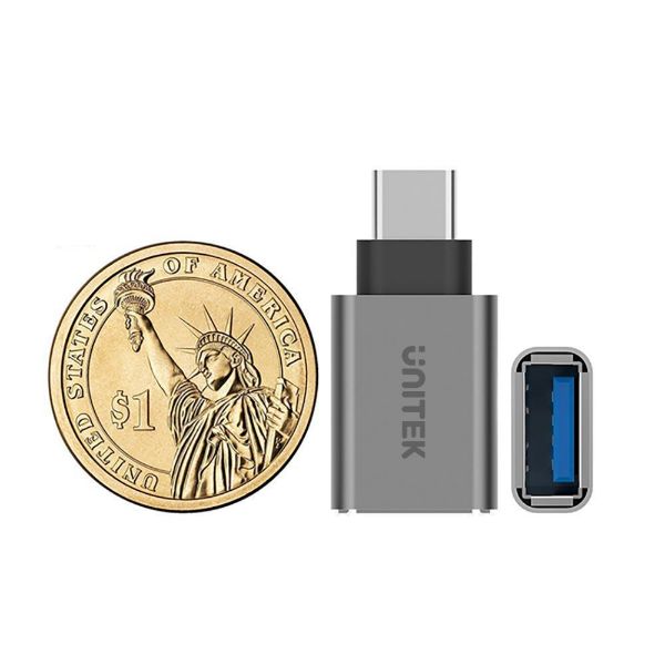 Picture of USB 3.1 USB-C Male to USB-A Female Adapter. Apple Style Aluminium Housing