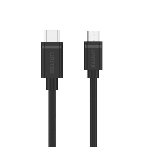 Picture of 1m USB 2.0 USB-C Male to Micro-B Male Cable. OD: 2.8mm Nickel Plated