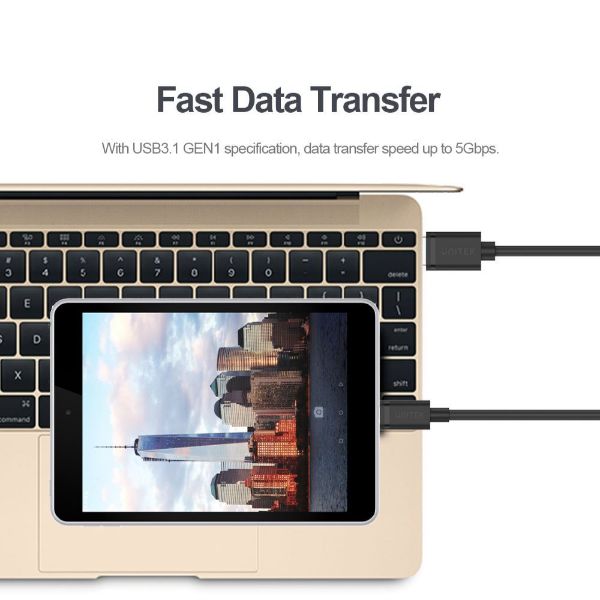 Picture of 1m USB 3.1 USB-C Male to USB-A Male Cable. Reversible USB-C Connector