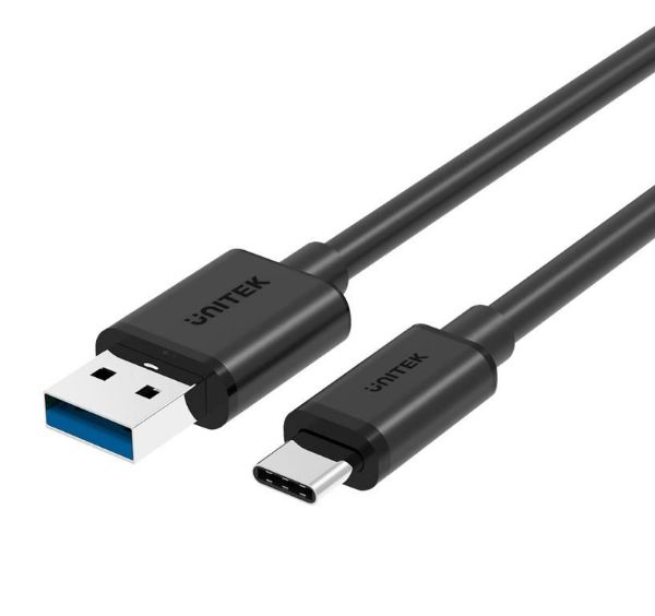 Picture of 1m USB 3.1 USB-C Male to USB-A Male Cable. Reversible USB-C Connector