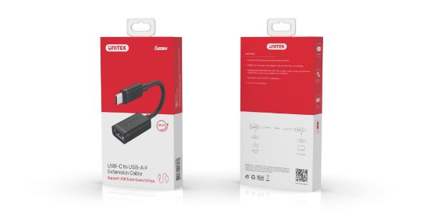 Picture of 0.2m USB 3.0 USB-C Male to USB-A Female. OD: 4.0mm Nickel Plated Ultra-Compact