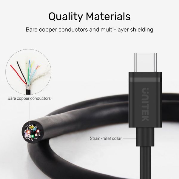 Picture of 1m USB 3.1 USB-C Male to USB-C Male Cable. Supports up to 60W PD