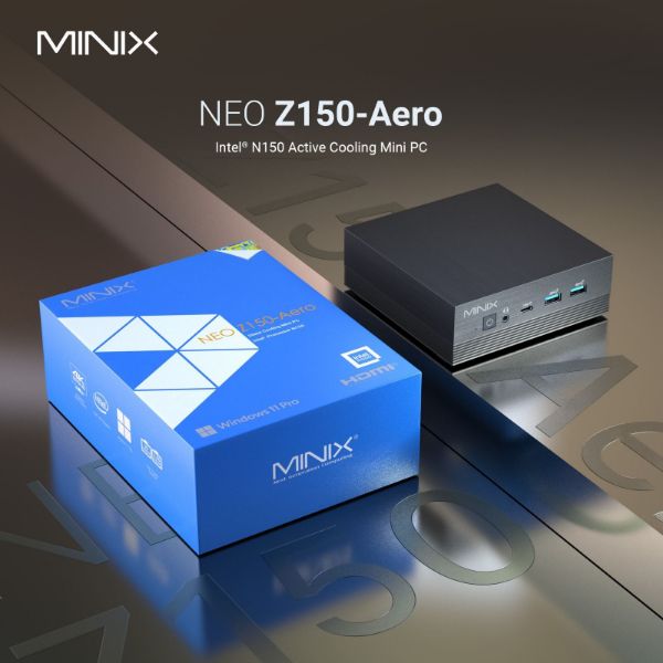 Picture of Neo Z150 Aero Intel Core N150 Mini PC w/ Windows 11 Pro. 4 Cores 16GB RAM & 512GB SSD