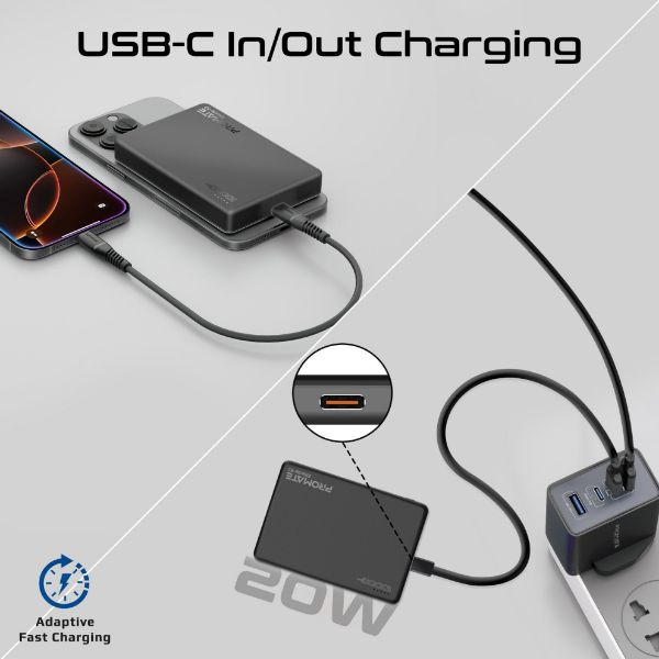 Picture of 10000mAh UltraSlim Wireless Charging 15W MagSafe 20WPD USB-C In/Out Port Smart