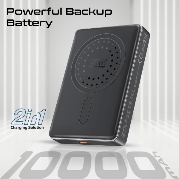 Picture of 10000mAh UltraSlim Wireless Charging 15W MagSafe 20WPD USB-C In/Out Port Smart