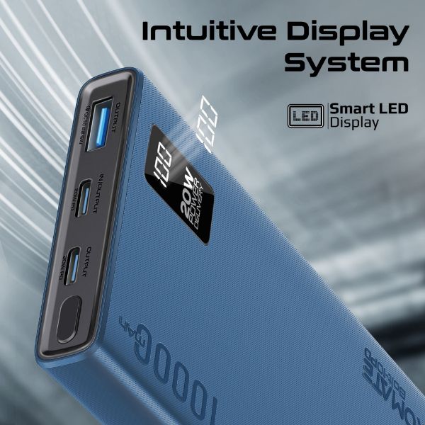 Picture of 10000mAh Super Slim Smart Charging Power Bank 20W Dual USB-C & 1x 22.5W USB-A QC 3.0